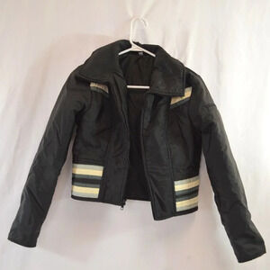 Vintage Quilted Sports Varsity Jacket Womens or  Youth Medium Black